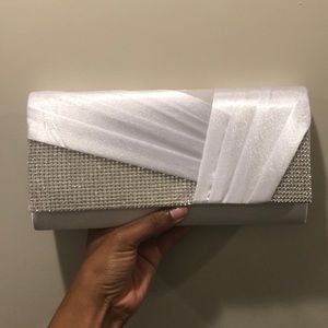 White Clutch with Rhinestones (NWOT)